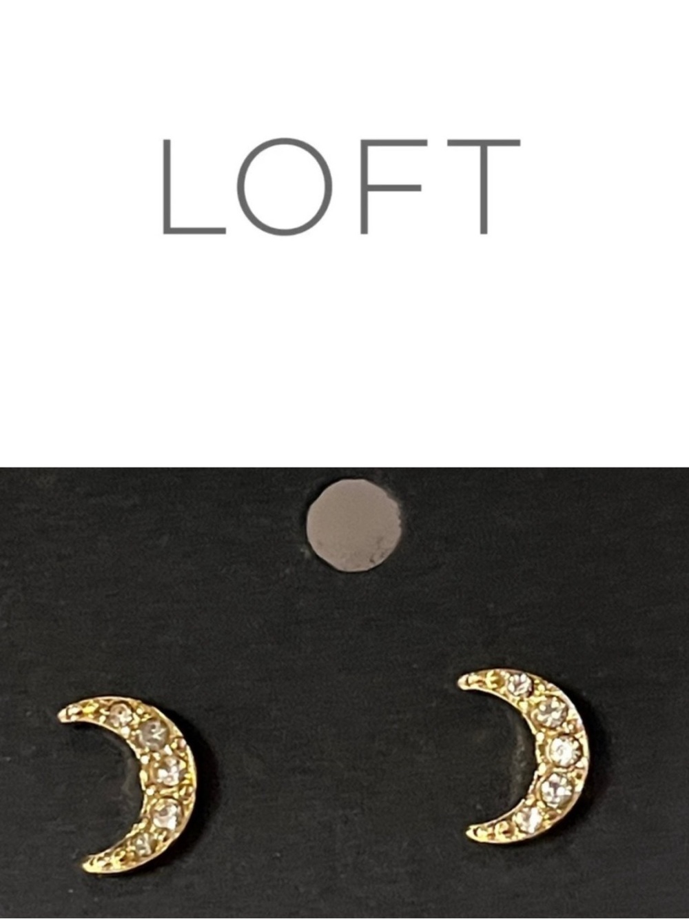 LOFT Gold Crescent Moon Crystal Stud Earrings